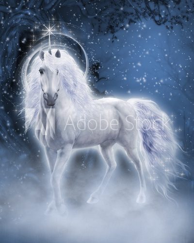 Fototapeta White Unicorn 3d computer graphics