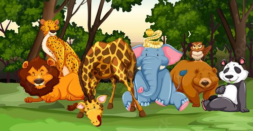 Fototapeta Wild animals living in the jungle