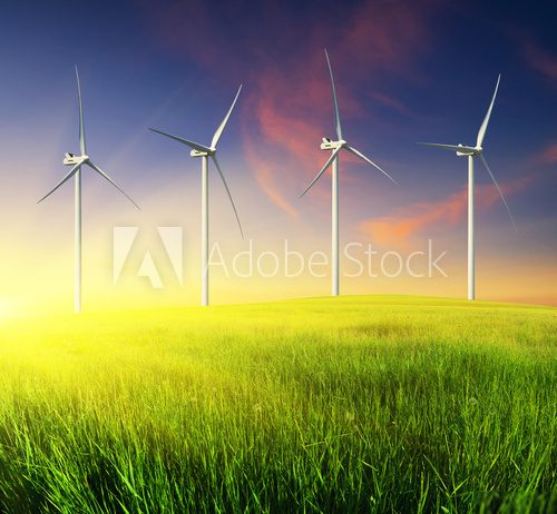 Fototapeta Wind power station. Ecological energy composition