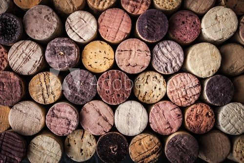 Fototapeta Wine corks background close-up