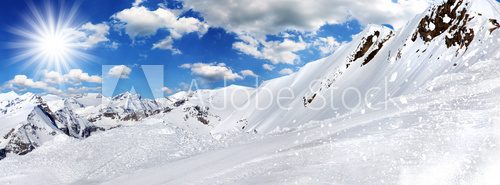 Fototapeta Winter background, high mountains.
