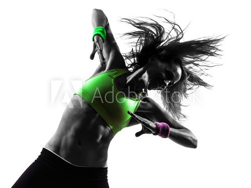 Fototapeta woman exercising fitness zumba dancing silhouette