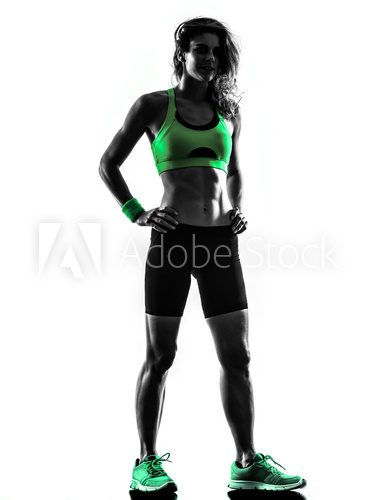 Fototapeta woman fitness exercises standing silhouette