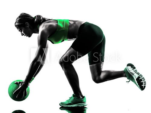 Fototapeta woman fitness Medicine Ball exercises silhouette