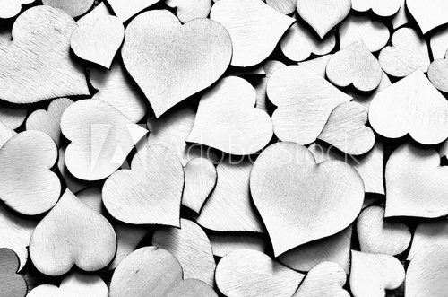 Fototapeta Wooden background of hearts. Valentines day.