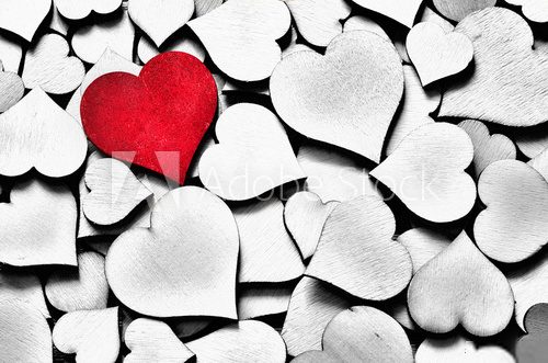 Fototapeta Wooden background of hearts. Valentines day.