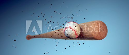 Fototapeta wooden baseball bat hitting a ball
