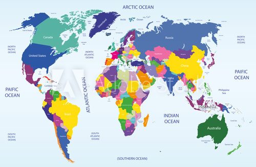 Fototapeta world geographical and political map
