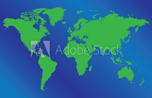 Fototapeta World map illustration on blue background