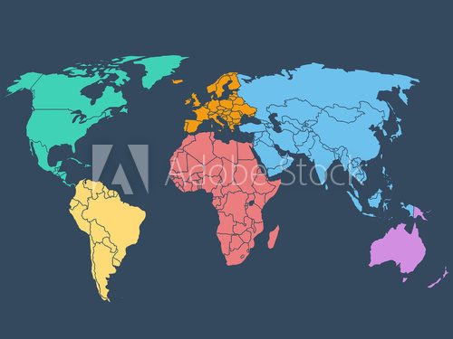 Fototapeta World map illustration, stock vector