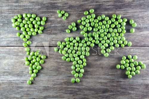 Fototapeta world map made form  peas