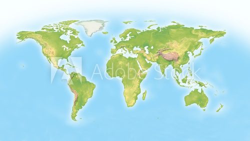 Fototapeta World map with horizon