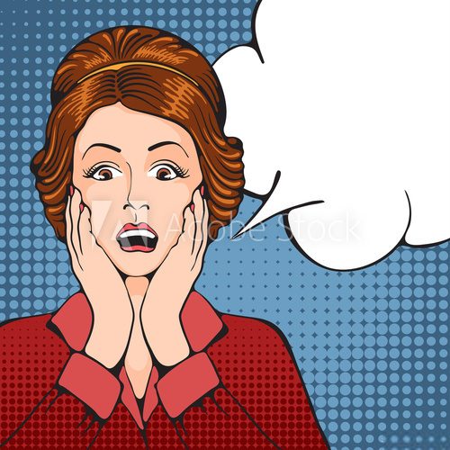 Fototapeta Young women something very upset. Pop Art girl. Vector illustration in retro style pop art.