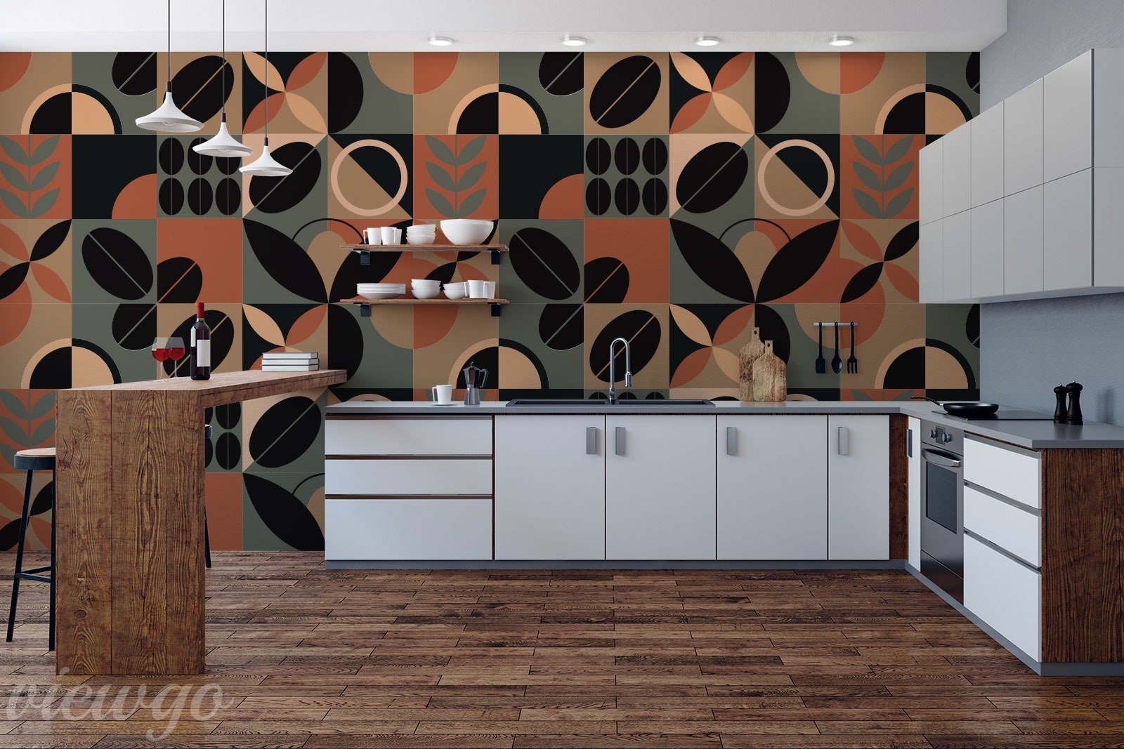 Aranżacja Fototapety Geometryczna mozaika w stylu retro