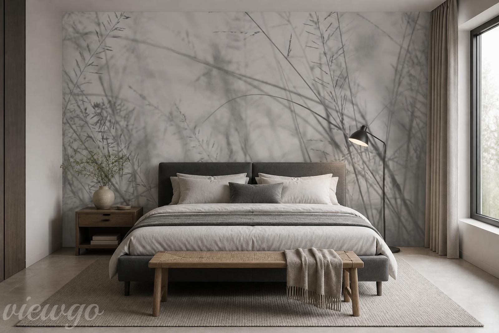 Aranżacja Fototapety Organiczny wzór delikatnych traw w naturalnej kolorystyce