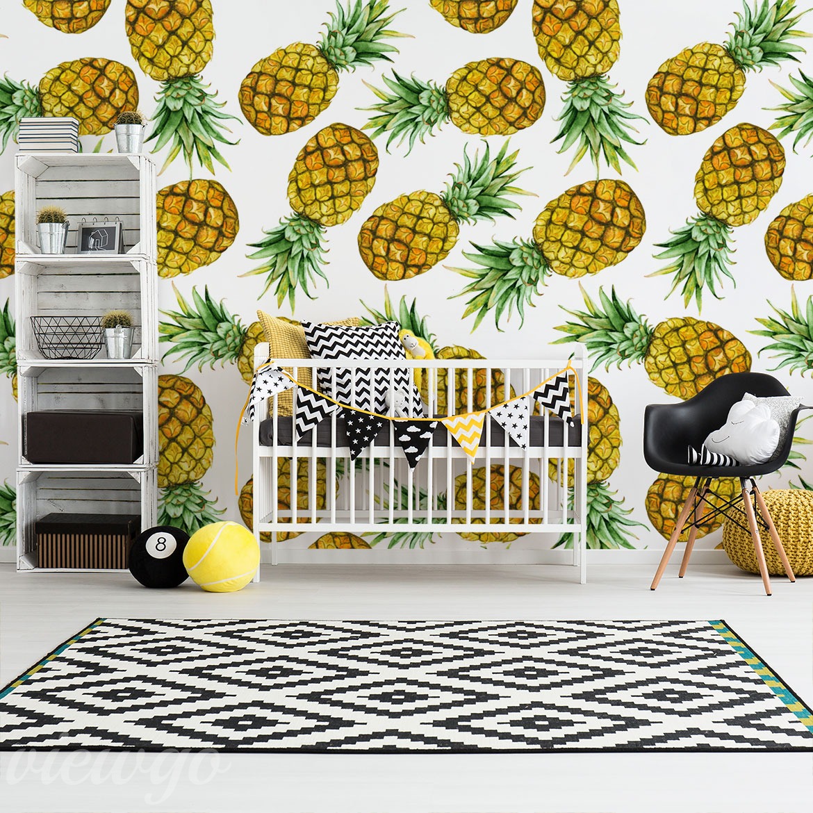 Aranżacja Fototapety Ananasowe love Pyszne na ścianie